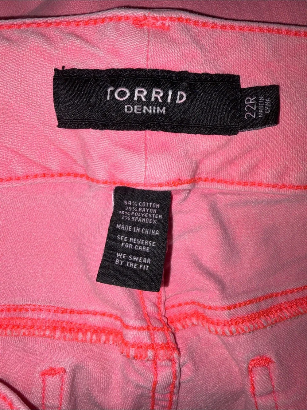 Torrid High Rise Stretch Denim Jeggings 22R Neon Pink Wash - Picture 4 of 7